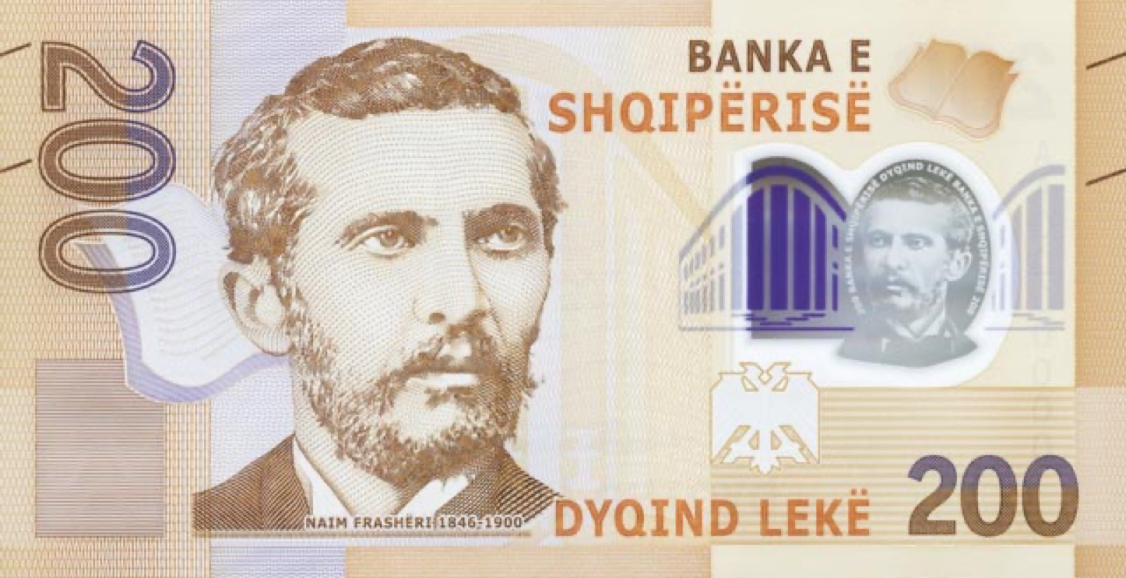 Naim Frashëri në kartëmonedhën 200-lekëshe — poeti kombëtar më i shtypur i Shqipërisë.
